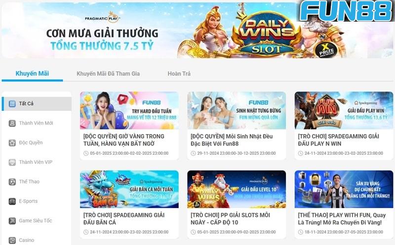 Nhà cái Fun88 tung ra vô vàn ưu đãi hấp dẫn cho thành viên